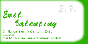 emil valentiny business card